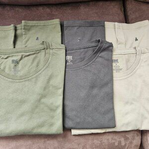 3 FRYE Crew Neck Men's T-Shirts Green, Khaki & Dark Gray Sz M